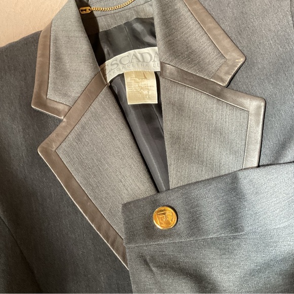 Vintage Escada Charcoal Blazer with Metallic Gold Details, 36 - Picture 8 of 11